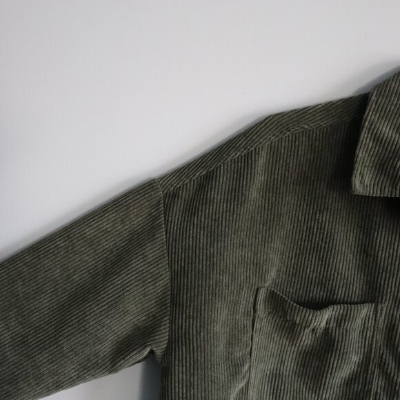 Ardene Womens Green Sz Lrg Buttoned Corduroy Ribbed Collared Light Comfy Jacket - Picture 3 of 12